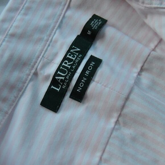 Lauren Ralph Lauren Pink and White Striped Long Sleeve Button Up Medium - Picture 4 of 9
